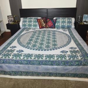 Rang-e-Sukoon – Handcrafted Block Printed Bedsheet Set (Cotton Sutton / Latha)